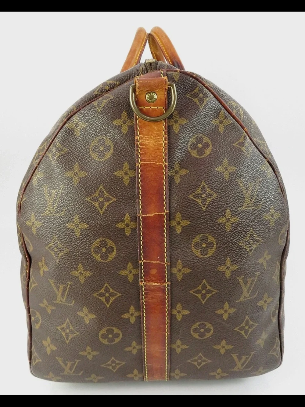 Louis Vuitton Monogram Canvas Keepall Duffel with Tan Leather Trim
